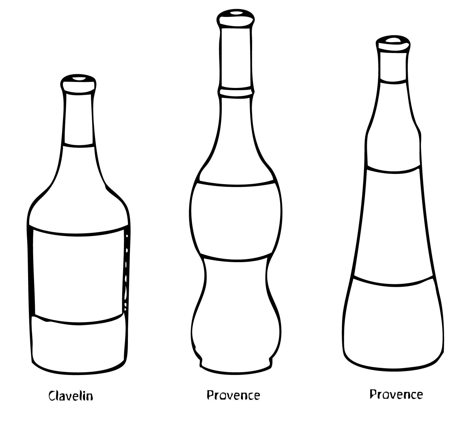 formes de bouteilles diverses