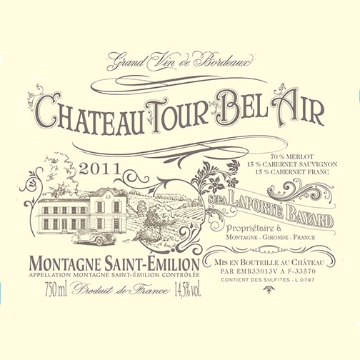 Bordeaux Château Tour Bel Air 2011 Montagne Saint-Emilion Laporte Bayard